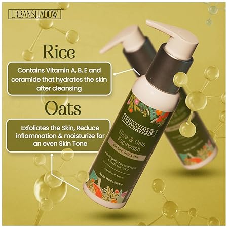 Rice & Oats Facewash With Rice, Oats & Milk, Help Brighten Skin Tone & Fade Age Spot